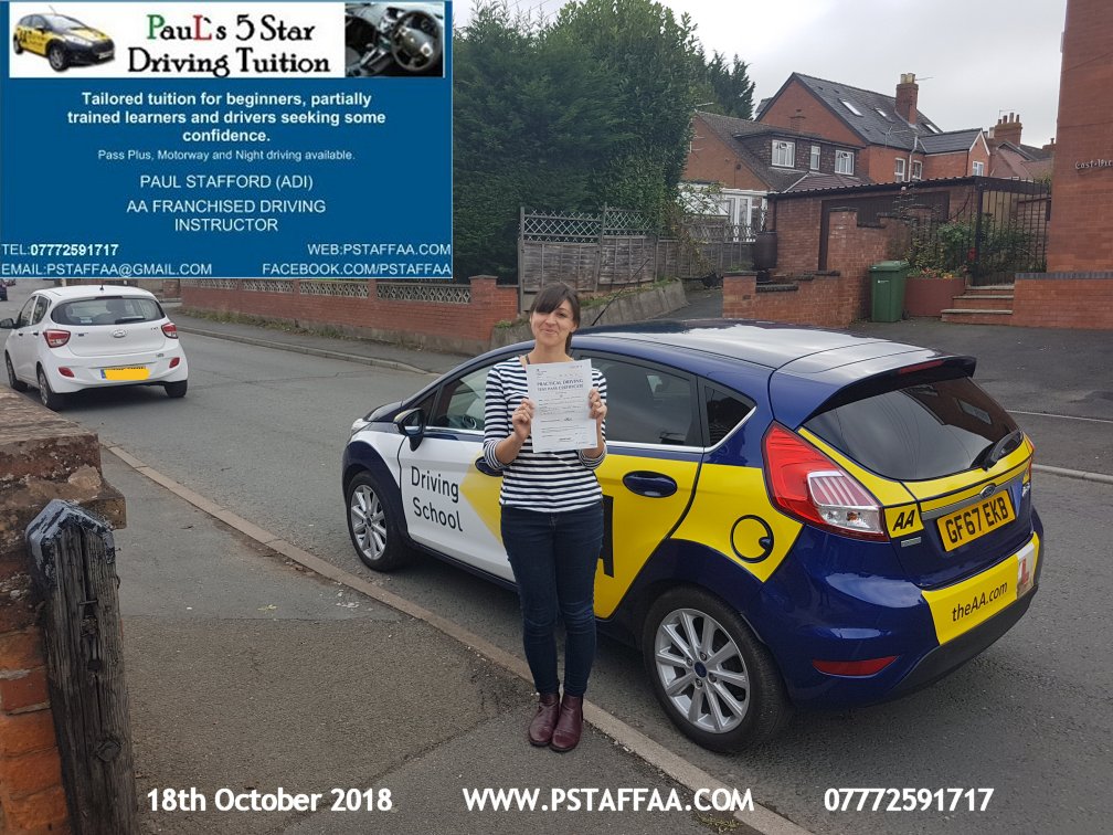 First Time Driving Test Pass for Victoria Palmer with Paul's 5 Star Driving Tuition